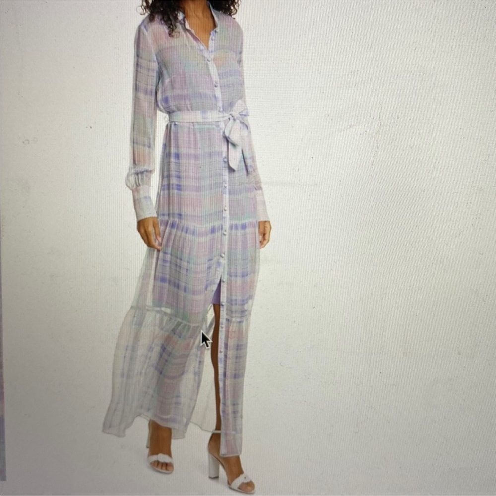 Veronica Beard- Elegant, sheer Plaid Maxi Dress